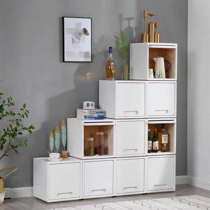 实木格子柜自由组合储物柜收纳柜简易小木柜落地单个组合书柜带门 阿里巴巴