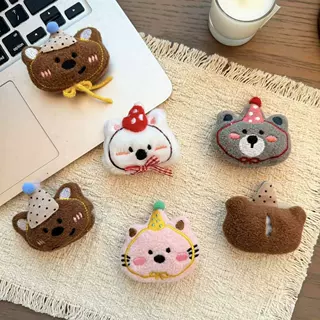 新款充棉生日小熊配件卡通刺绣帽子毛绒小熊胸针配饰装饰辅料批发