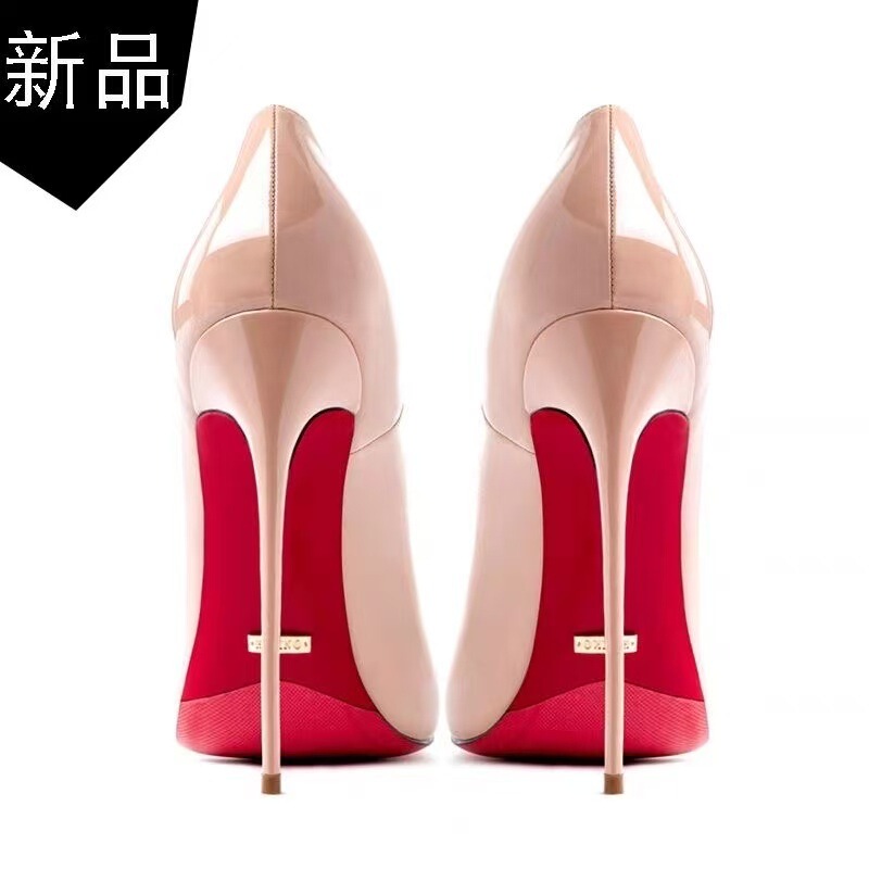 Genuine Leather High Heels for Women, Stiletto Heel, 10cm cm Pointed Toe, Nude Color, Early Spring 2025, Internet Celebrity Style, Super Slimming and Ethereal