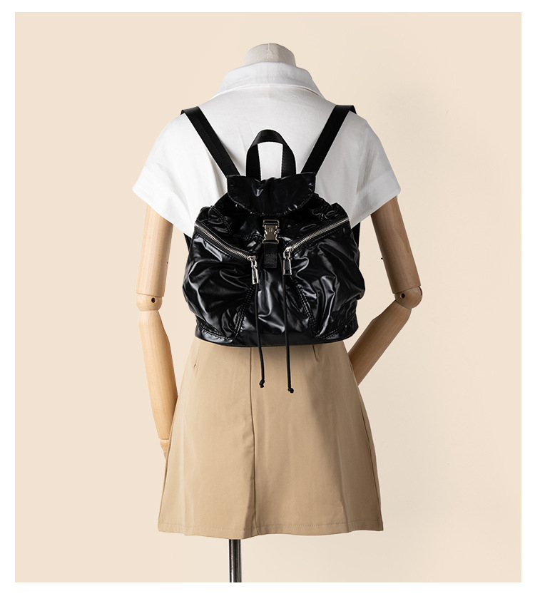 Flip buckle multi pocket women's travel large capacity fashionable drawstring student backpack women summer Korean style_voghion.com