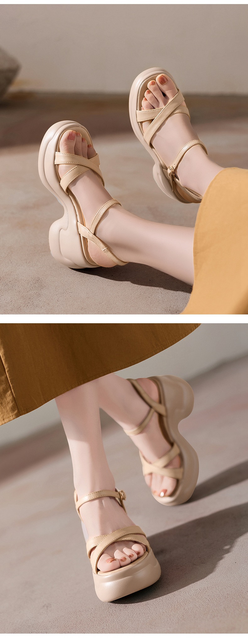 Sandal cao gót nữ hở mũi đế xuồng da bò, quai ngang đi làm — đen chi tiết 7