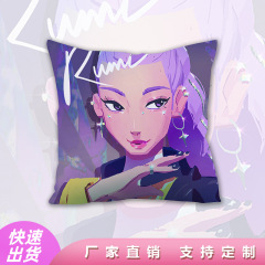 K-POP：猎魔女团方抱枕动漫周边枕套沙发靠枕缎纹布毛毛绒可来图