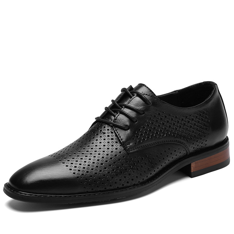 Chaussures habillées décontractées légères à lacets en cuir pour hommes, chaussures de travail professionnelles_voghion.com