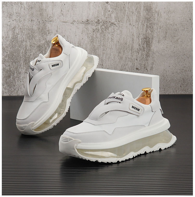 Zapatos de hombre Zapatos de lona para papá Estilo de verano Transpirable Moda Zapatos de suela gruesa que aumentan la altura zapatos deportivos casuales con cojín de aire de palma completa_voghion.com