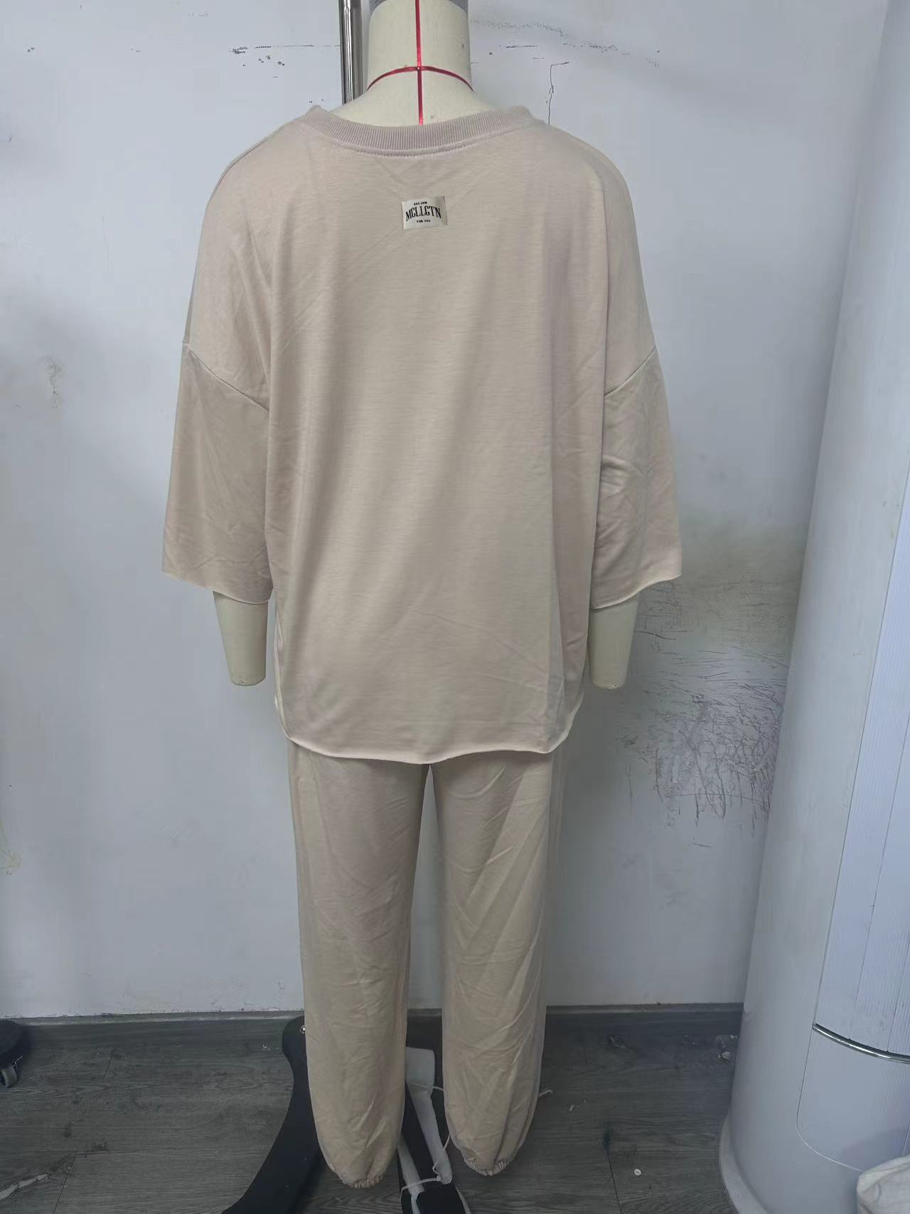 Completo pantalone donna casual maglia a maniche corte e pantaloni_voghion.com