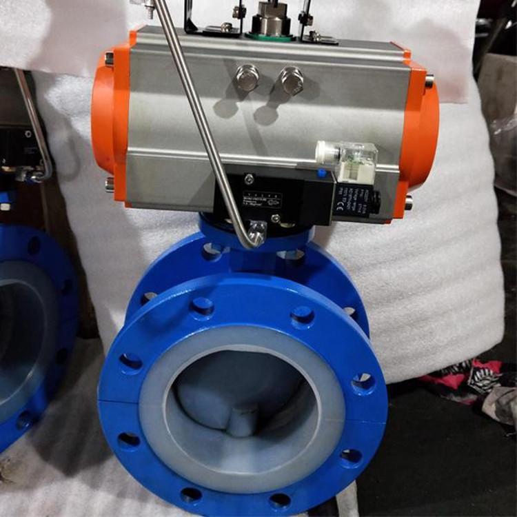 D941F46-16P 防爆电动衬氟法兰蝶阀 全衬四氟耐强酸碱蝶阀 DN100