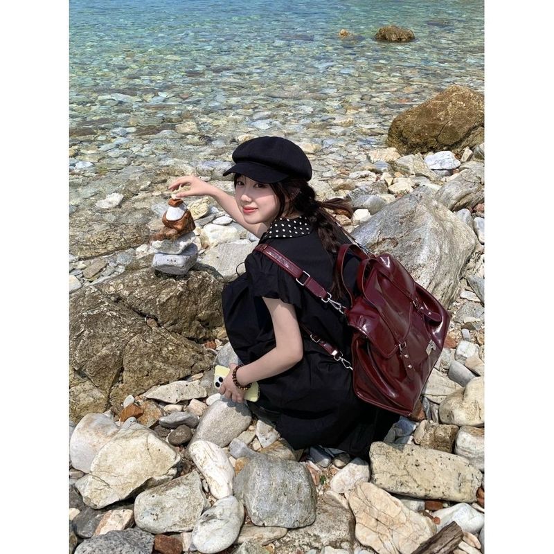 日系甜美小清新学院风娃娃领花苞裙女夏季小个子穿搭宽松连衣裙子|undefined