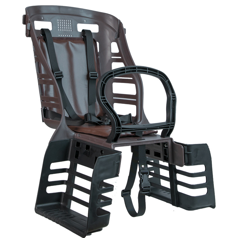 Child Seat Electric: Diàndòngchē Motorcycle child seat - bicycle-model-five-point-seat-belt-ce-certified-dark-brown-black-leather-cushion