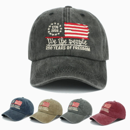 Cross-Border Amazon Temu Best-Selling American 250Th Anniversary Embroidered Baseball Cap Outdoor Sports Cap Duckbill Cap