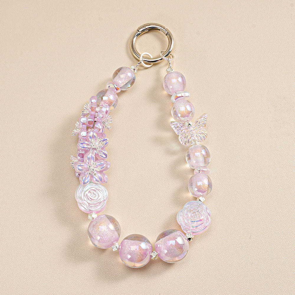 Cuentas de resina iridiscentes transparentes de doble cara con forma de rosa, efecto glaseado, para accesorios de colgantes de cadena de teléfono DIY, venta al por mayor