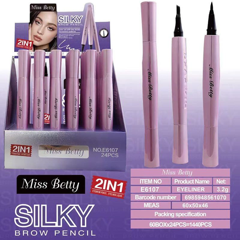 MissBetty nuevo cross-border doble cabeza cuatro patas lápiz de cejas lápiz de ojos delineador 2 en 1 impermeable duradero 2IN1 lápiz de maquillaje