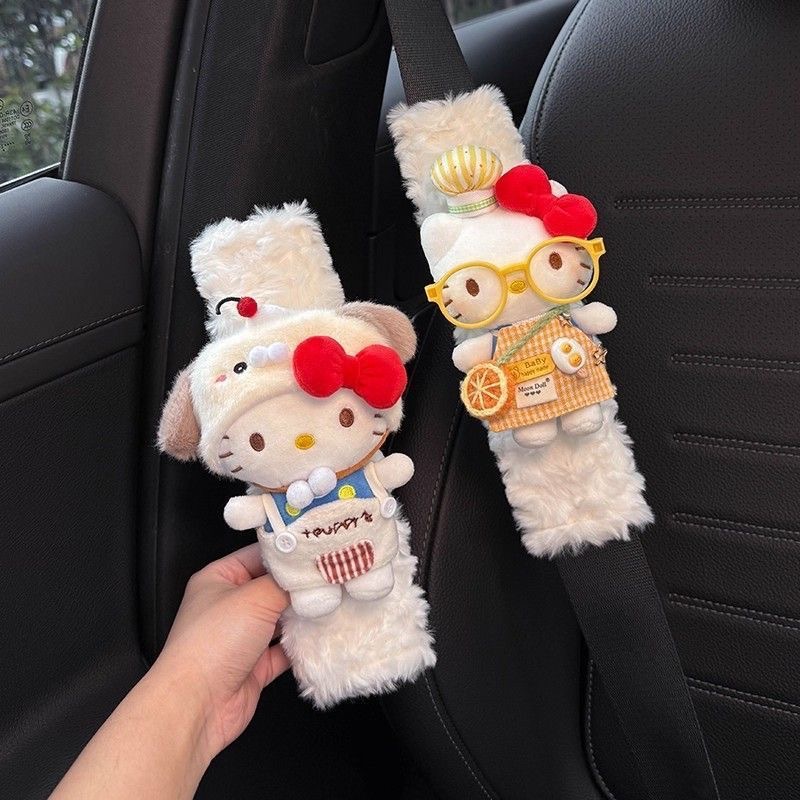 Hellokitty Car Seat Belt Shoulder Pads Car Interior Decoration Anti-Wear Clothing Couple Pair Christmas and New Year