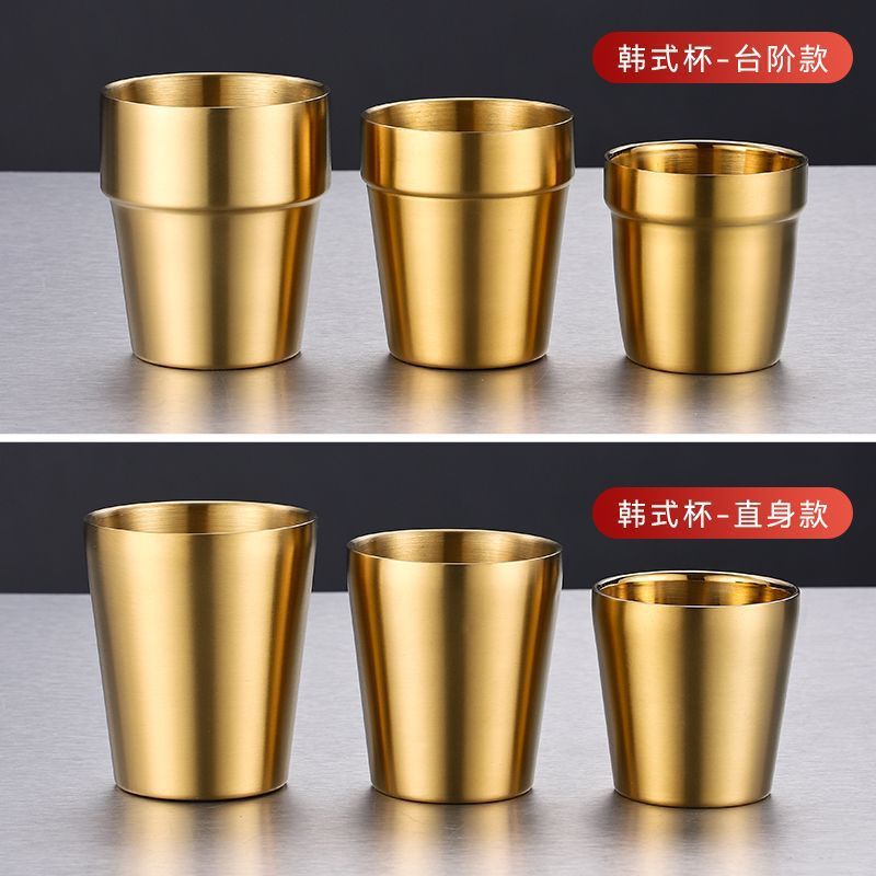 304 acero inoxidable paso taza de doble capa taza de cerveza coreana taza de comidas taza de agua de camping portátil al aire libre