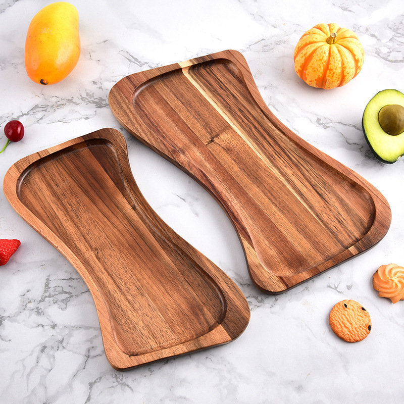Herramientas de cocina utensilios de comedor bandeja de carne herramientas de platos de madera japonesa bandeja ovalada de madera maciza