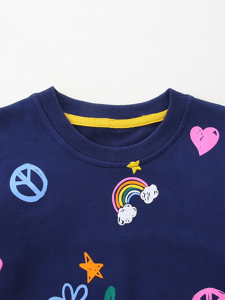 Suministro transfronterizo 2026 suéter de niña moda estampada sudadera infantil de punto cuello redondo de algodón image 6