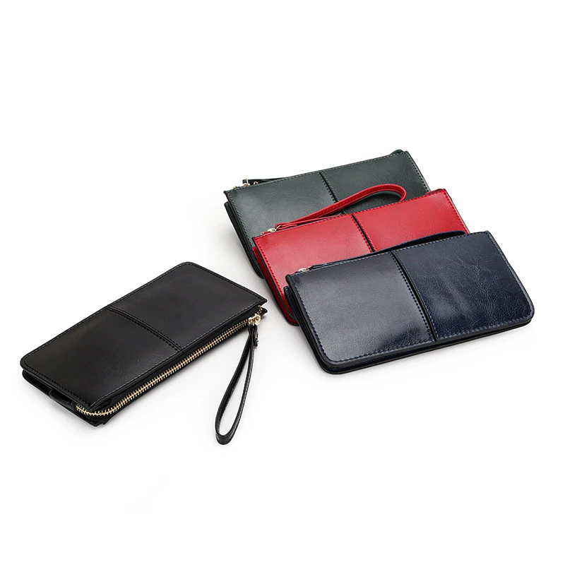 (Кросс-бордерная торговля), маленькая clutch сумочка, длинный вместительный бумажник на молнии, натуральная кожа