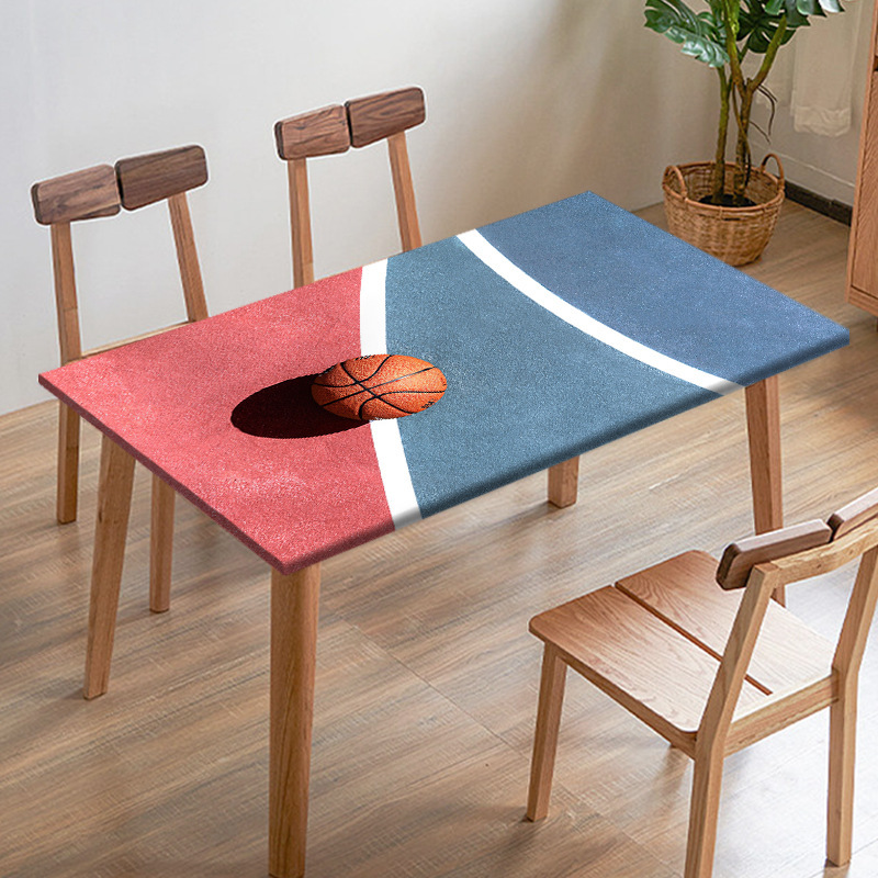 Customize Modern and Stylish Rectangular Basketball-Themed Tablecloth with Elastic Band and Digital Printing