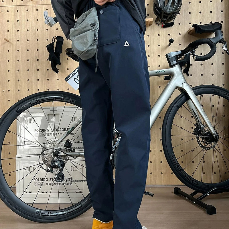 Navy Blue Triangle Logo Men's Pants Autumn Windproof Waterproof Softshell Jacket Pants Slim Straight Tapered Cargo Pants