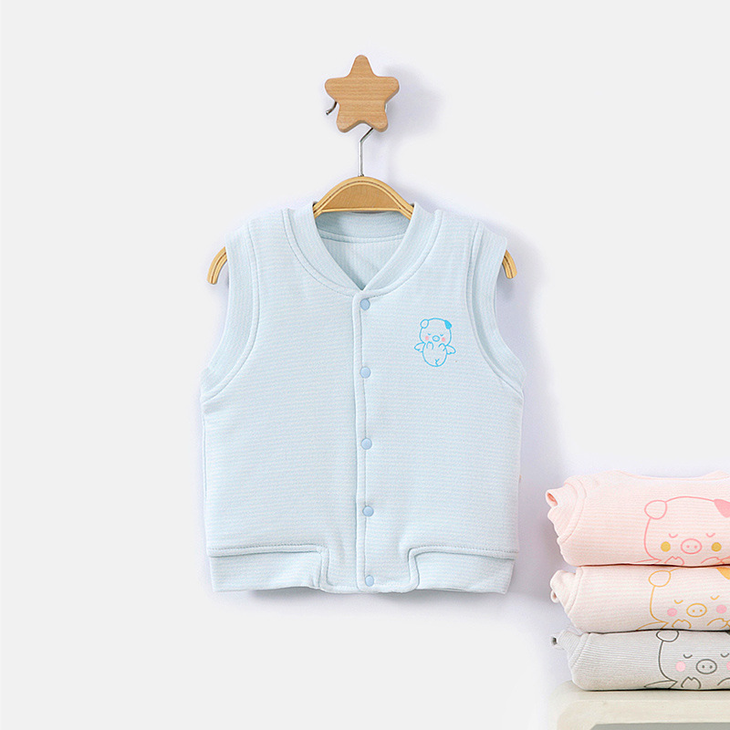 Xinxinbao Autumn/Winter Baby Warm Vest, Solid Color Printed Sweatshirt, Quilted Thin Cotton Baby Vest