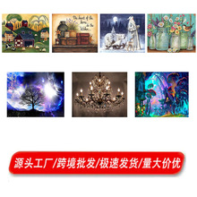 亚马逊热销卡通风景diy厂家十字绣精准印花自己绣diy满绣跨境批发