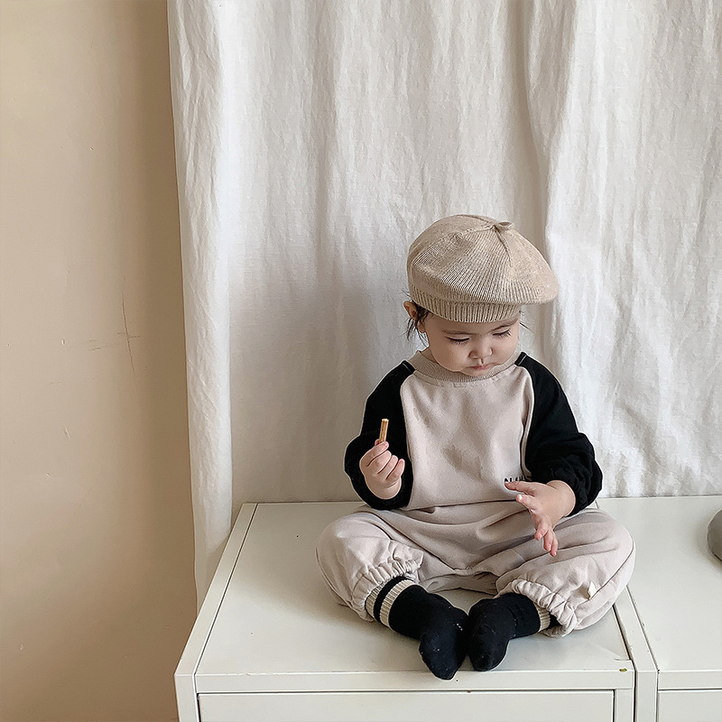 Mono para Bebé Estilo Otoñal, Ropa Infantil Coreana, Pelele con Bloques de Color para Bebés, Mono para Niños, Ropa Otoñal para Niñas