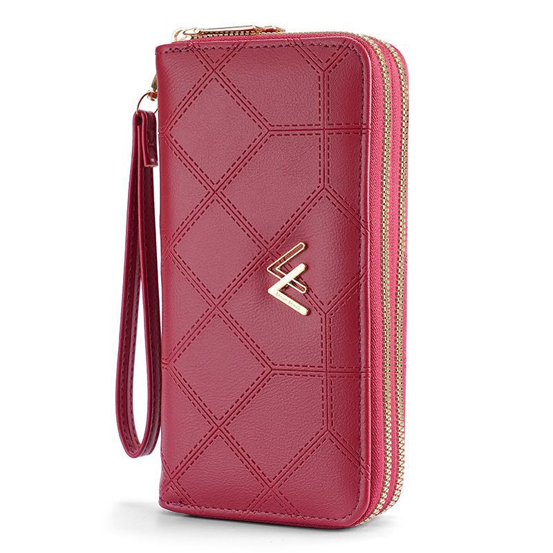 Cartera de mujer nueva billetera larga para niñas con doble cremallera de diamante, moda versátil bolso de mano cartera