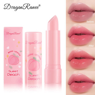 Cross-Border Color-Changing Lip Balm for Women, Moisturizing, Moisturizing, Color-Changing Lipstick, Fruit Temperature-Changing Peach Pink Lip Balm, Lip Jelly