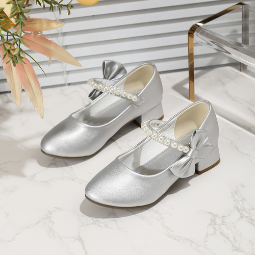 Girls 'leather shoes are fashionable and all-matching, elegant dance, elegant princess style, temperament, women's children's high-heeled single-layer shoes, children's height increasing