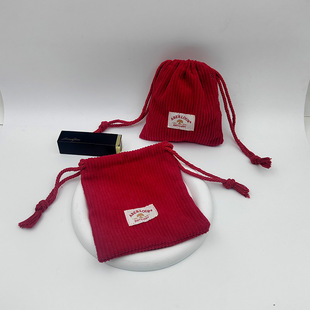 Atmospheric exquisite corduroy cloth bag jewelry ring wedding candy lipstick bracelet storage bag printed logo portable