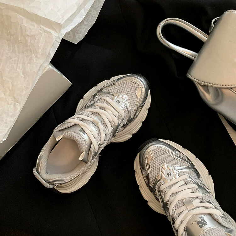 «Юношеская песня» 2024 весна и лето спортивная обувь толстого стиля Poonance и Dad Shoe Bar Web женские одиночные ботинки студенческие спортивные кроссовки