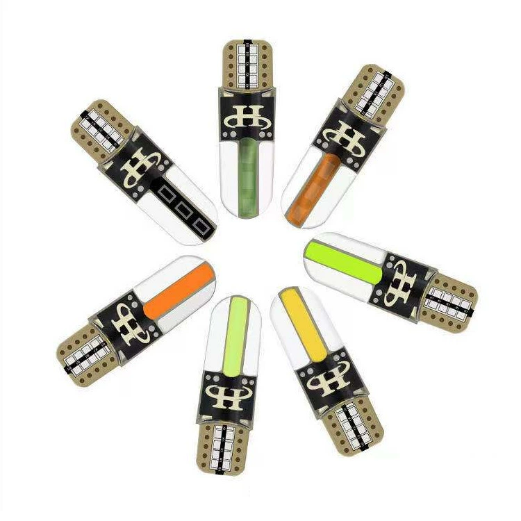 Автомобильный светодиодный небольшой светильник COB W5W T10 индикатор ширины силиконовый короткий Crystal Light T10 COB силиконовый светильник