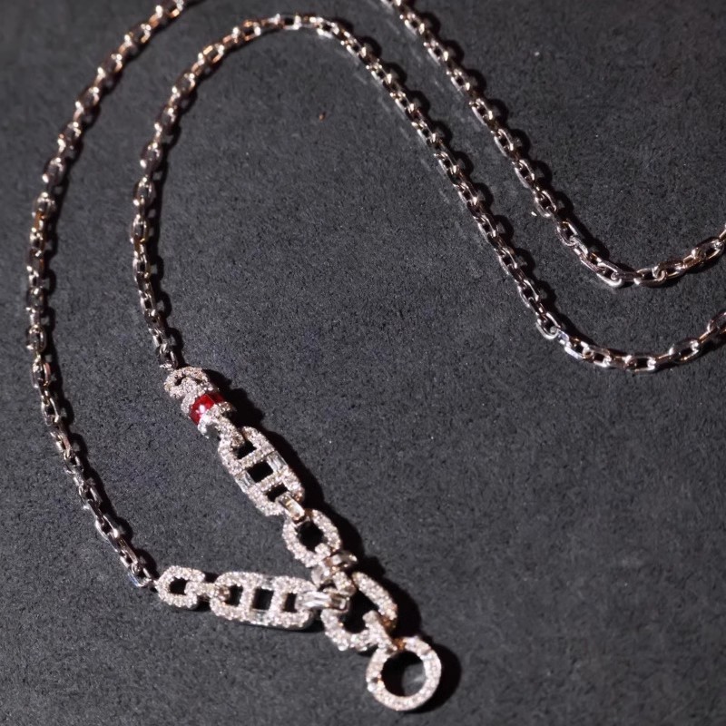 18K ホワイトゴールドメッキユニバーサルチェーンペーパークリップペンダントバックルヘッド高品質翡翠ビーズネックレスジュエリーペンダント DIY 装飾|undefined