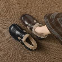 纯羊毛~巨舒服~冬季新款真皮单鞋女加绒小皮鞋软底羊羔毛毛鞋子