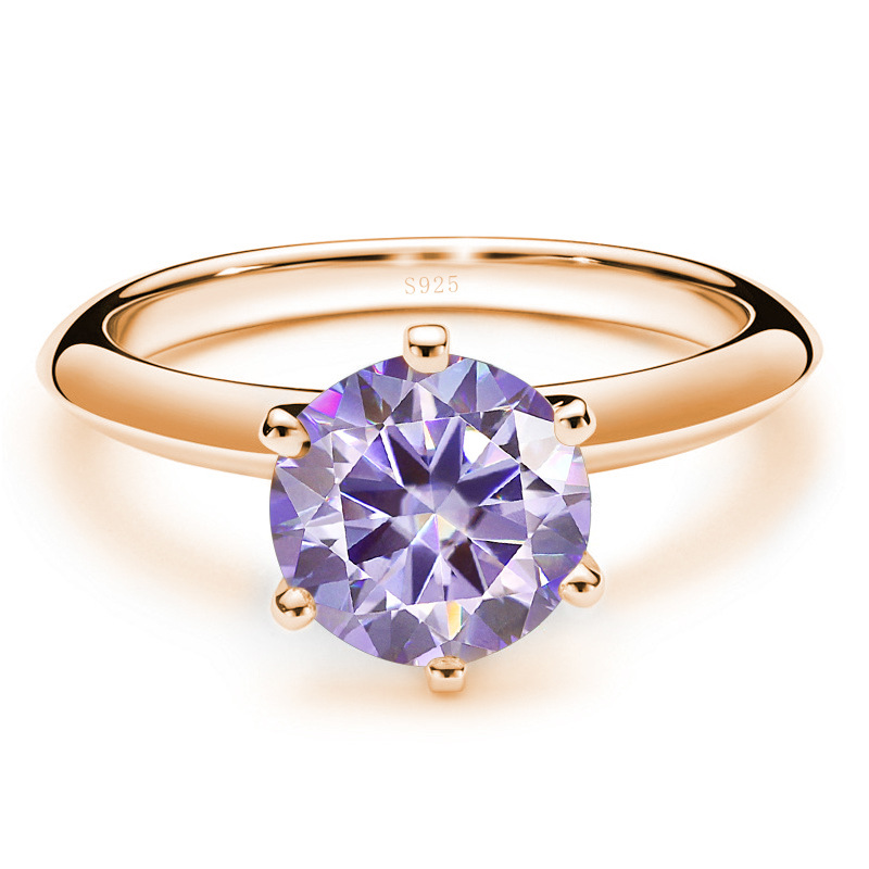 Comercio exterior transfronterizo clásico seis garras D color anillo de piedra de moissanita mujer S925 plata chapado en oro de 18k joyas de mano al por mayor
