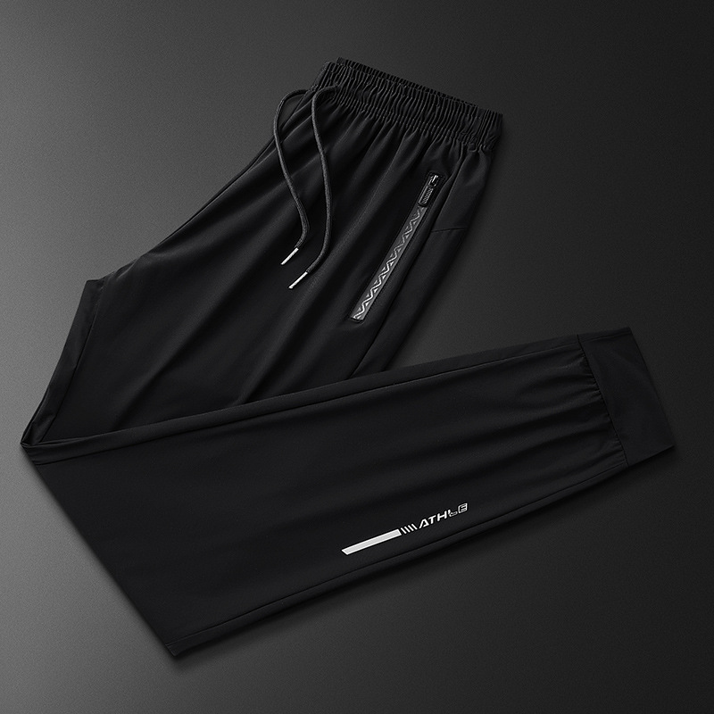 Pantaloni da uomo in nylon elasticizzato effetto ghiaccio - Pantaloni sportivi estivi leggeri, ad asciugatura rapida e a gamba dritta, casual._voghion.com