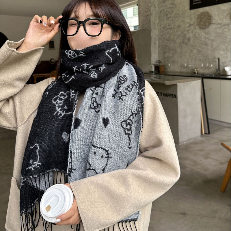 Winter Japanese cute double-sided universal scarf