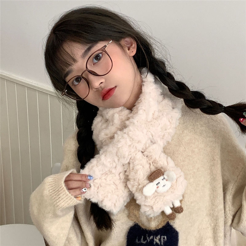 Autumn and winter scarf for girls, warm and thickened, with a cute teddy bear design, windproof, versatile, and sweet Autumn and winter scarf for girls, warm and thickened, with a cute teddy bear design, windproof, versatile, and sweet