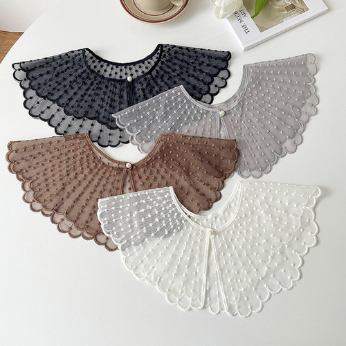 New lace hollow outer shawl for women in summer, Korean version, versatile decorative neck gaiter with skirt, waistcoat and fake collar