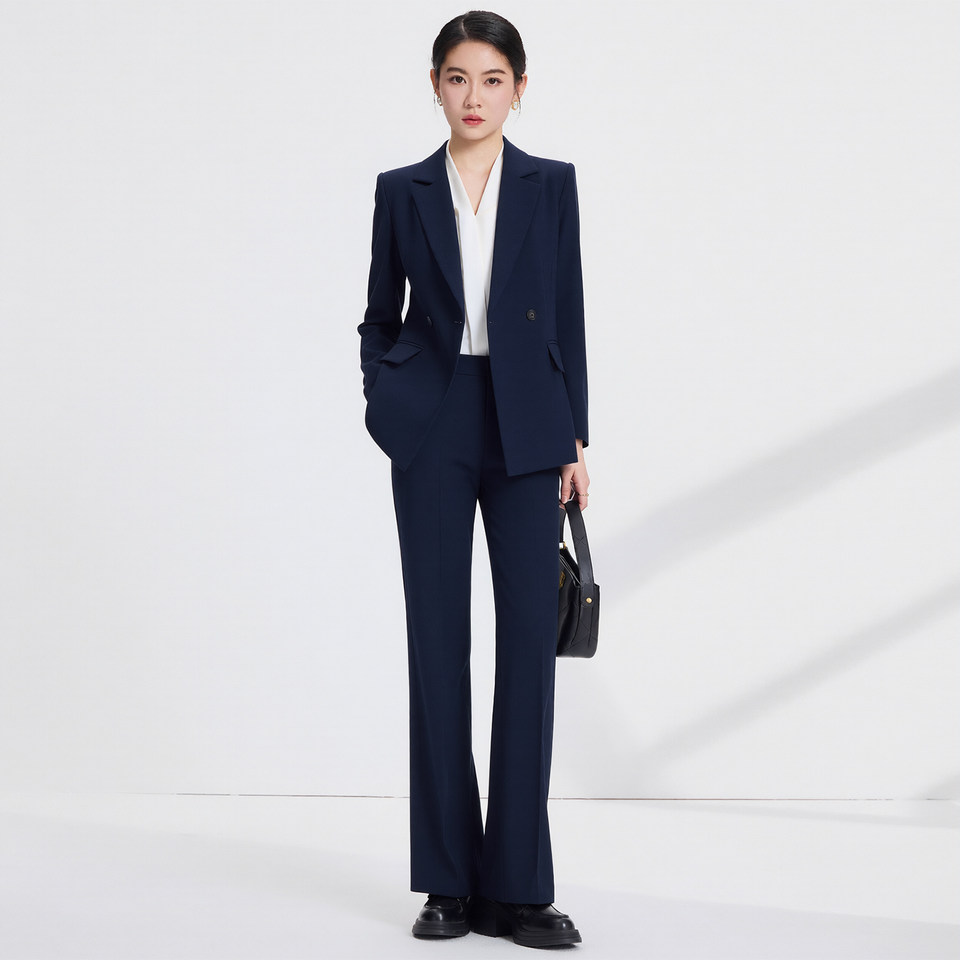 Áo vest nữ ôm dáng dài tay phong cách công sở, phù hợp phỏng vấn và đi làm — Xanh tím than [Áo vest đơn], Áo vest đen, Bộ vest màu xanh navy [áo vest + quần], Bộ vest đen [Áo vest + Quần]