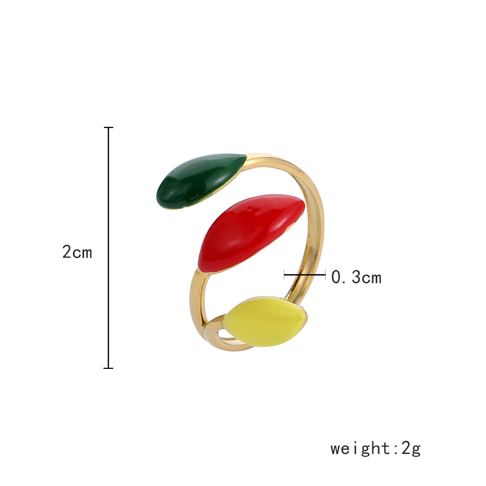 5g Weight Wholesale Jewelry Fashion Leaf Heart Shape Flower Titanium Steel 18K Gold Plated Plating Open Ring