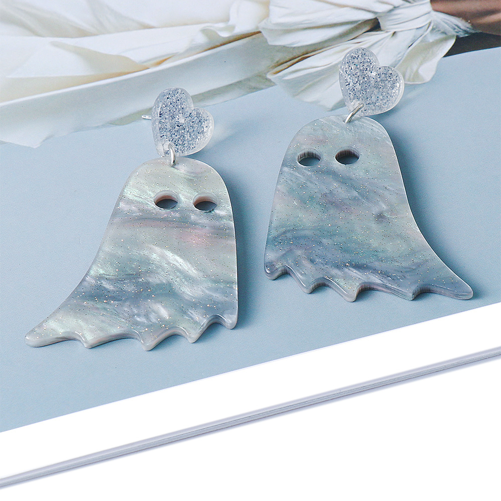 55726 Acrylic Colorful Ghost Earrings European And American Exaggerated Halloween Ghost Earrings Personality Female Ear Rings display picture 7