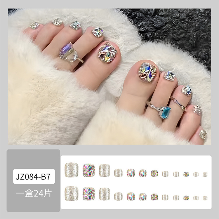 Parche de uñas de pies en polvo brillante plateado dulce, uñas de uñas de uñas de diamantes de colores, uñas de vestir de venta caliente terminadas image 7