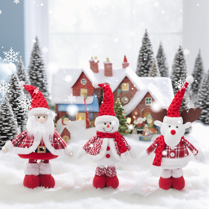 国境を越えた新しいクリスマス伸縮公仔かわいいヘラジカ人形クリスマスマフラー老人公仔装飾品卸売り|undefined