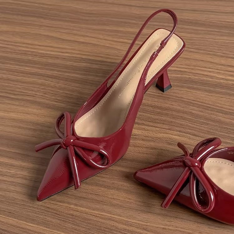 Pointed-Toe Fashion Sandals with Bowknot, Thin High Heels, Trendy Women's Shoes, 2026 New Style, Single-Strap Workplace Work Shoes
