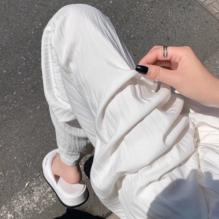 Белые свободные широкие брюки Yamamoto для женщин, лето 2025, новые тонкие миниатюрные драпированные повседневные прямые брюки из ледяного шелка