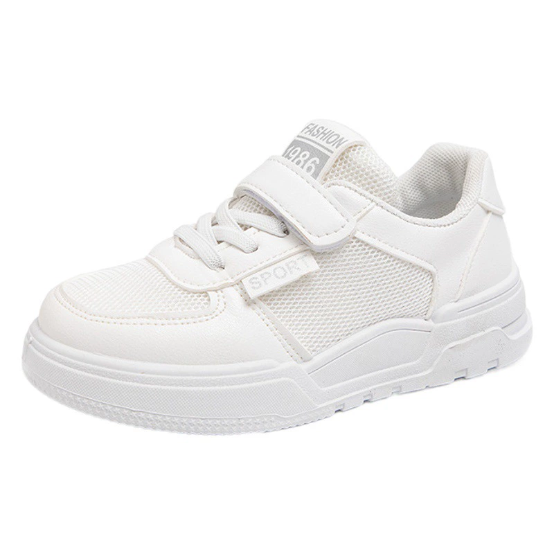 2024 весенне-осенние детские белые кожаные туфли, дышащие модные школьные туфли для выступлений, кроссовки для мальчиков и девочек.