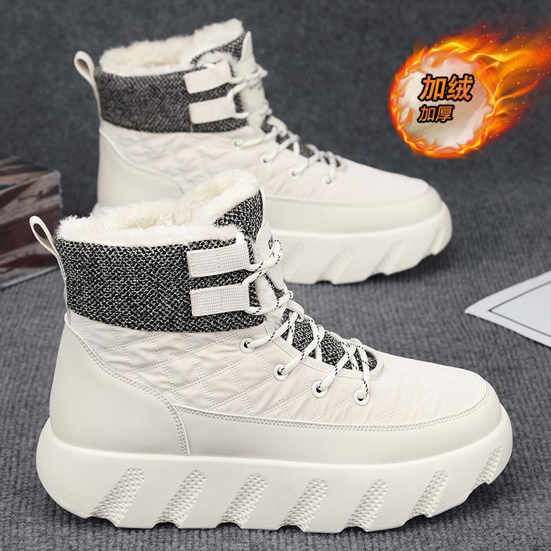 Autumn and winter high top velvet thick-soled men's cotton shoes