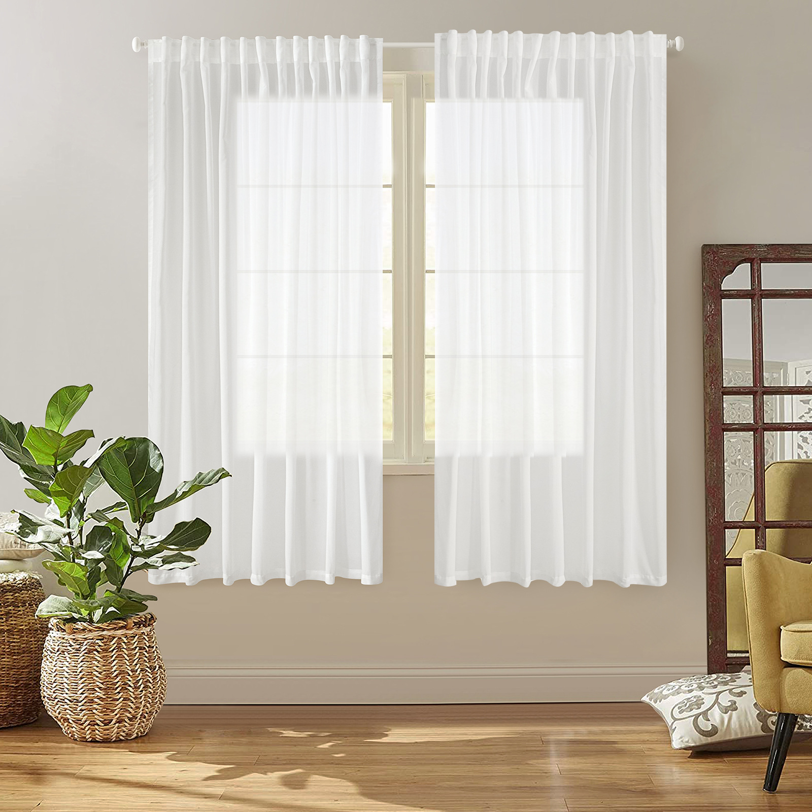 Comercio exterior Amazon Navidad amarillo blanco sólido cortinas cortinas delgadas productos domésticos acabados casa completa