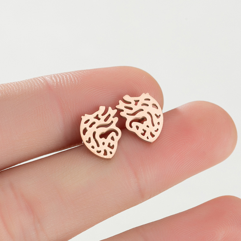 Simple Style Heart Titanium Steel Ear Studs Plating No Inlaid Stainless Steel Earrings display picture 2