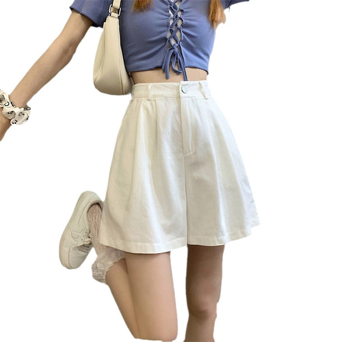Large size fat mm shorts, women's thin 2026 summer high waist loose slimming a-line wide legs, small casual hot pants